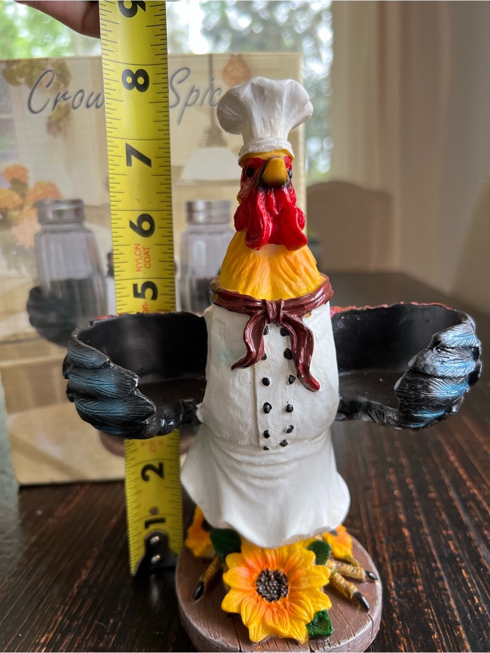 DWK Spice To Crow About Salt & Pepper Shaker Rooster Holder Country Farmhouse - Picture 7 of 15